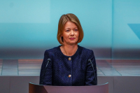 Sentralbanksjef i Norges Bank Ida Wolden Bache holder pressekonferanse om rentebeslutning.