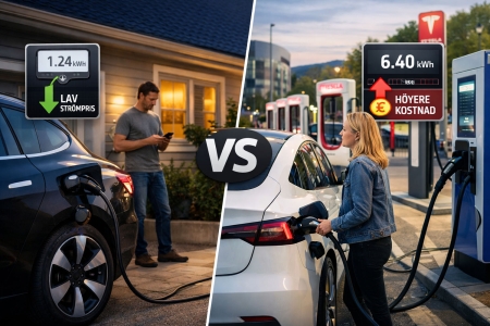 Lade elbilen hjemme vs. offentlige ladestasjoner - hva er mest kostnadseffektivt?