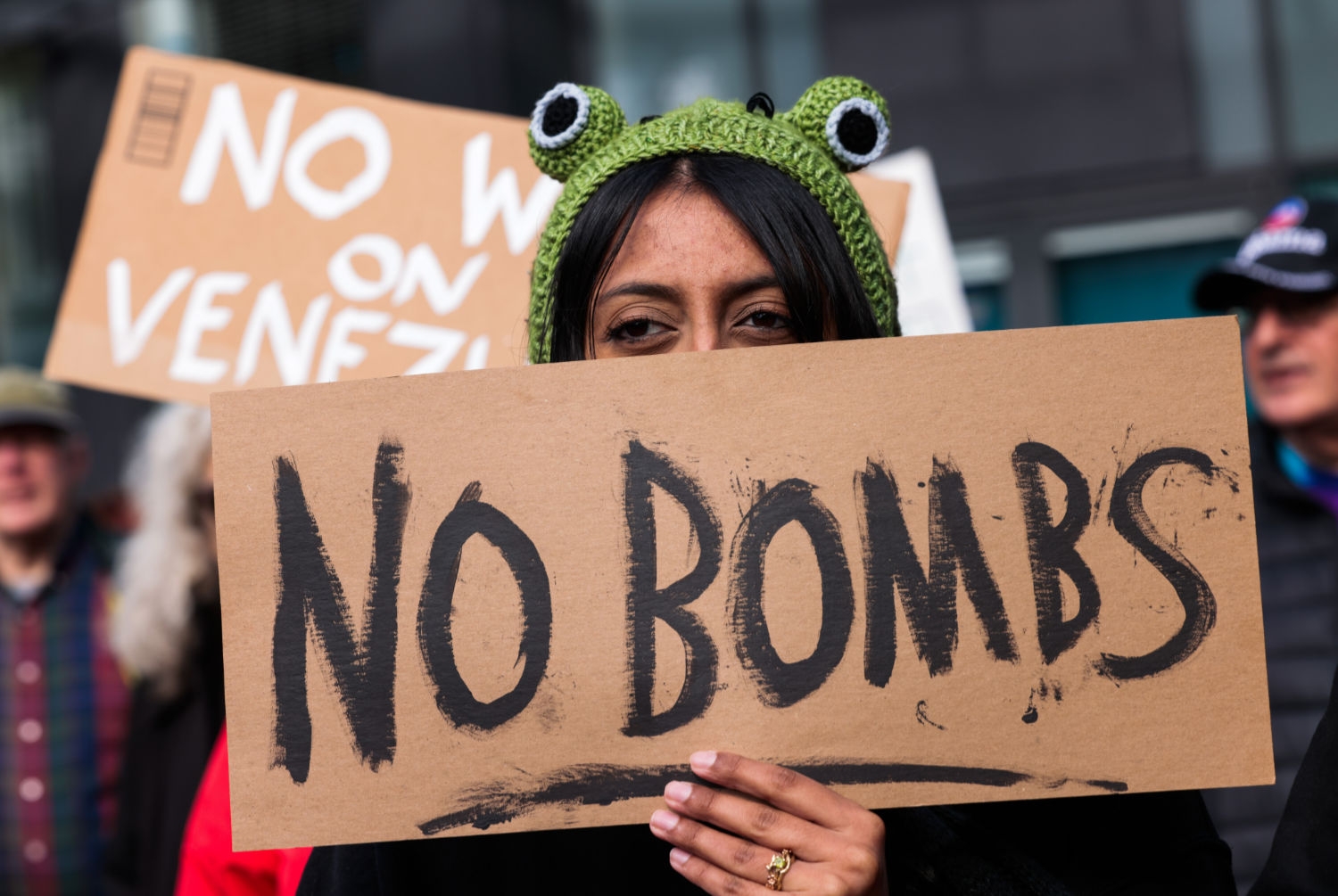 Studenter ved Berkeley-universitetet protesterer mot USAs angrep mot Venezuela og bortføring av president Nicolás Maduro.